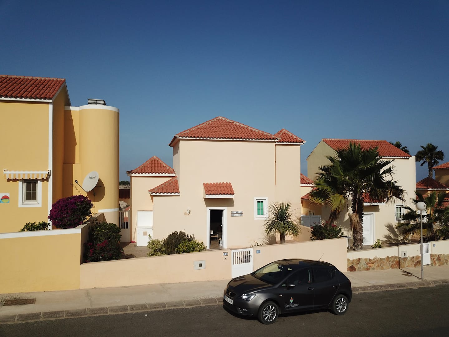 The villa from the road, with easy parking