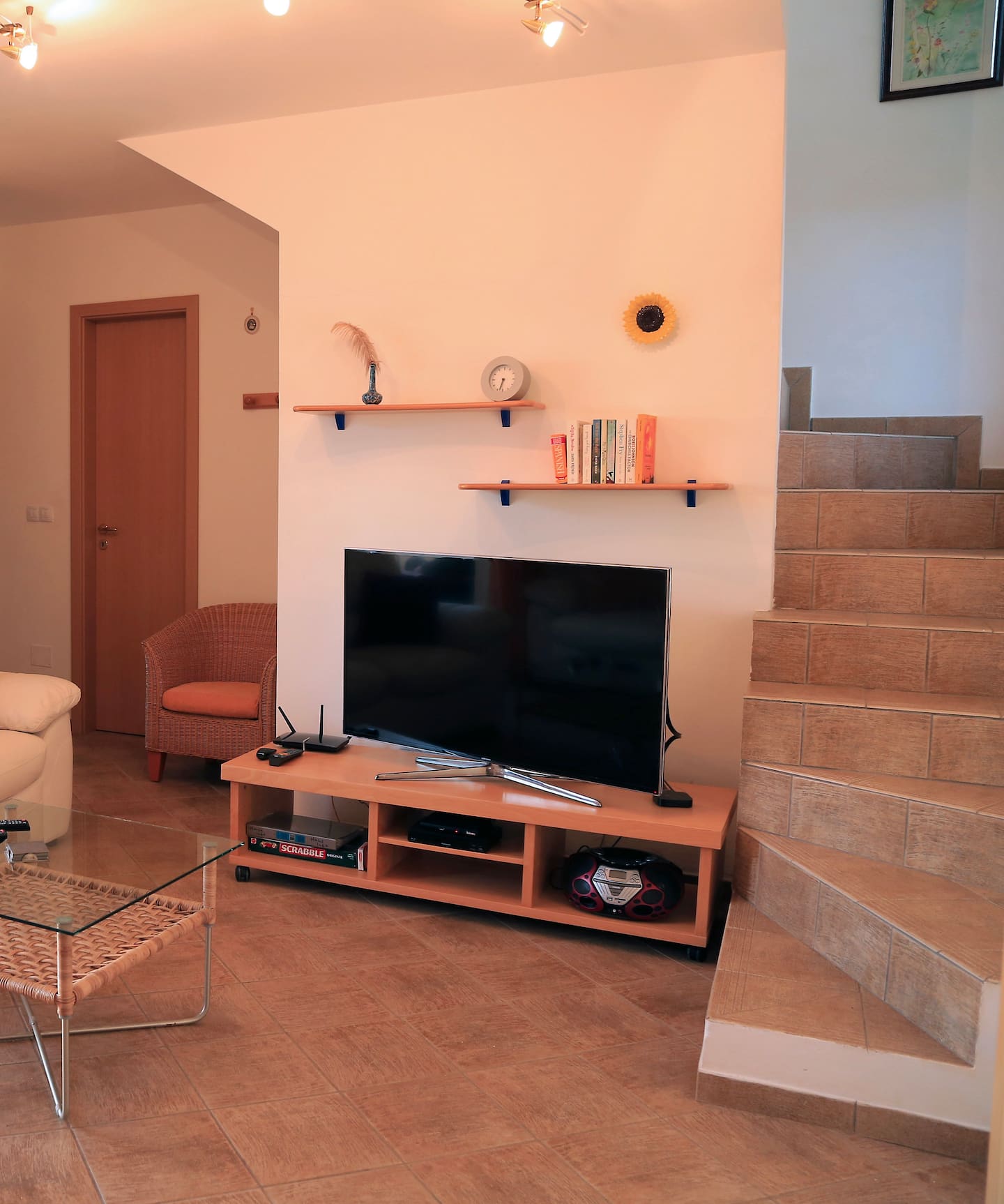 Living room with smart TV